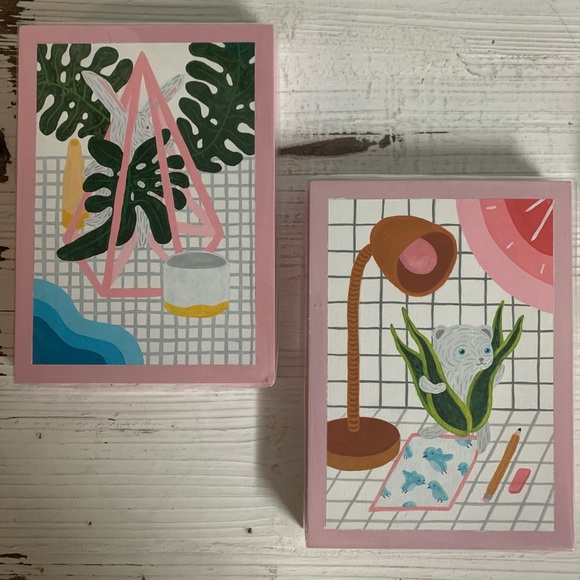 OOAK ART LITEN KANIN/TORI LIN Hidden & Seeker ACRYLIC ON WOOD ORIGINAL PAINTINGS - Picture 4 of 14